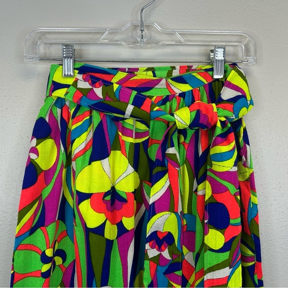 Vintage Handmade Vibrant 60s 70s  Psychedelic Midi Skirt Womens XXS Maximalist - Picture 2 of 11
